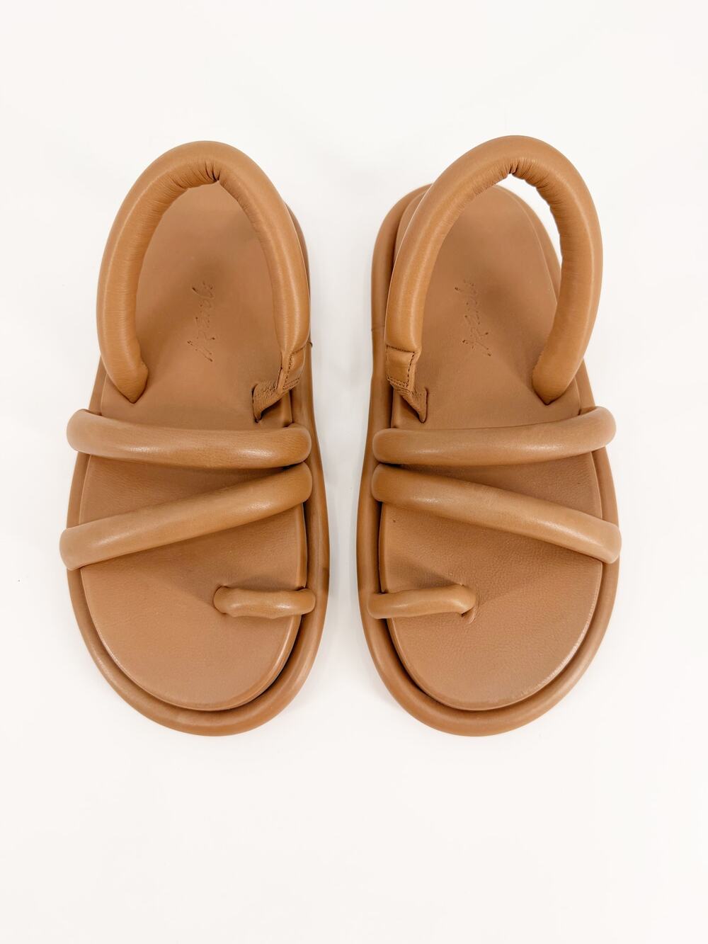 Marsell Beige Leather Tubular Strap Toe Ring Flat Sandals Size 36 EU 6 Nude Tan
